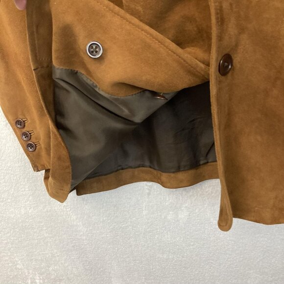 RARE Orvis Brown Suede Leather Field Jacket Mens 48 Sport Coat Throat Latch - Picture 9 of 16